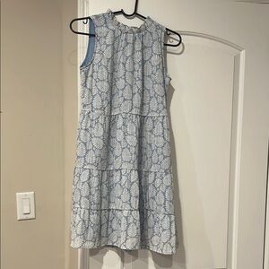 LOFT Sleeveless Blue and White Dress